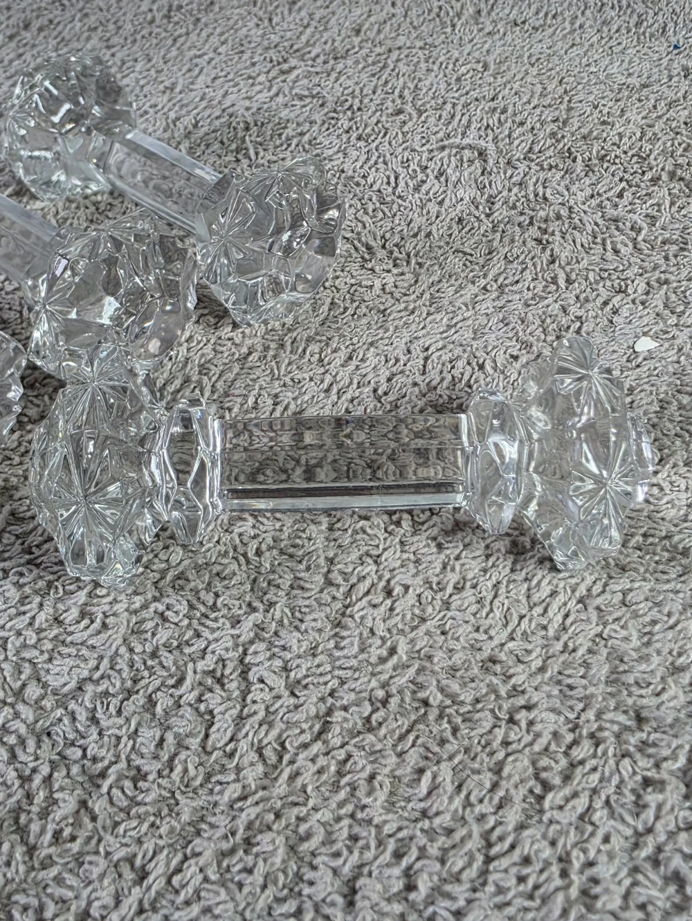 Vintage Faceted Glass Dumbbell-Shape Knife Rests Set Of Six